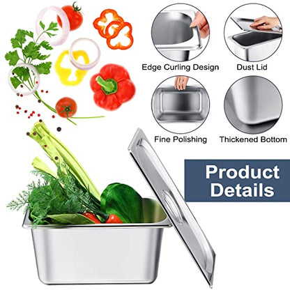 8 Pack Stainless Steam Hotel Pan 6 Deep Steam Table Pan with Lid 0.8 mm Thick Stainless Steel Restaurant Anti Clogging Steamer for Party, Restaurant, Hotel(1/4 Size) - size: 1/4 Size