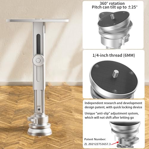 Projector Stand, Single Hole Hanging Height Adjustable Projector Ceiling/Wall Mount, Projector Shelf for Ceiling Wall Accessories - Aluminum Alloy Material, Load 22 lbs - Silver