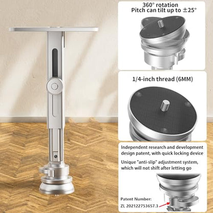 Projector Stand, Single Hole Hanging Height Adjustable Projector Ceiling/Wall Mount, Projector Shelf for Ceiling Wall Accessories - Aluminum Alloy Material, Load 22 lbs - Silver