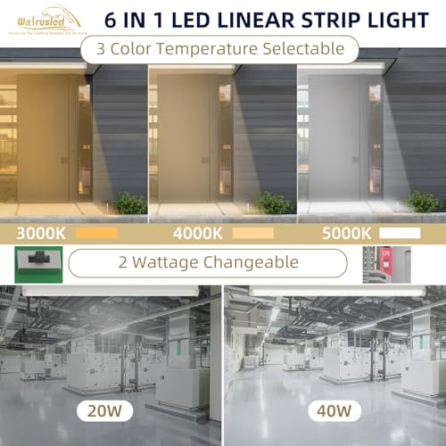 4FT Tri-Level Motion Sensor LED Linear Strip Emergency Stairwell Light w/Remote, 3 CCT, 20W/40W 125lm/w, Battery Backup, 30K/40K/50K, IP20, Dimmable 4 Foot Commercial Shop Ceiling Light Fixture, ETL - size: 4FT 5W 625lm EM Output