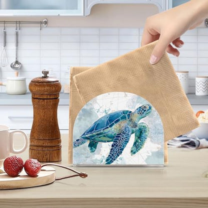 Sea Turtle Pattern Napkin Holder for Table Acrylic Tissue Dispenser - color: sea turtle pattern