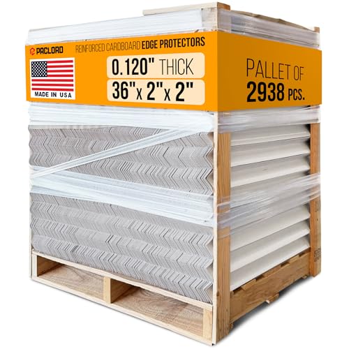 36" x 2" x 2" Reinforced Cardboard Edge Protectors, Pallet of 2938 - color: Thickness: 0.12", size: Full Pallet