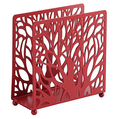 Farmhouse Red Napkin Holder for Tabletop Decor and Kitchen, Metal Table Napkin Holder Stand for Home Restaurant Picnic Party - color: rustic old red