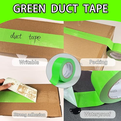 COSIMIXO 5-Pack Green Heavy Duty Duct Tape, 2 inches x 30 Yards, Strong, Flexible, No Residue, All-Weather and Tear by Hand - Bulk Value for Repairs, Industrial, Professional Use - color: Green, size: 5-Pack 2" x 30yds