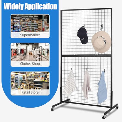NectaCol Grid Wall Panels, 2 Packs 3'x 6' Grid wall Panels Stand with T-Base, Black Wire Gridwall Display Rack, Craft Show Display Rack, Art Gridwall Display Stand - size: 2 Packs 3'x 6'