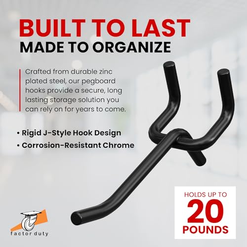 FactorDuty 100 Pack 2 inch Length Steel Black PEG Board Pegboard Shelving Hooks Wholesale Lot 20 lbs PEG Hooks Organizer Tools for Craft Storage, Garage, Kitchen, Tools and More - size: 2" - 100 Pack