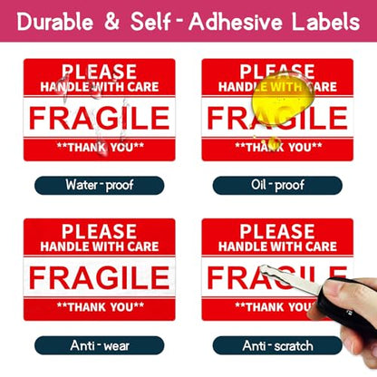 3 x 2 inch Fragile Stickers for Shipping and Moving (12 Rolls, 6000 Labels) - size: 3" x 2"