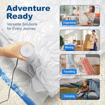 HOUSE DAY 22 Pack Vacuum Seal Bags For Clothing Travel, Vacuum Bags With Electric Pump, Vacuum Sealer Bag for Clothes, Comforters, Blankets, Pillows, Moving (4XL/4L/4M/4S/2S Roll/2XS Roll/2XXS Roll) - size: 22 Pack-E PUMP