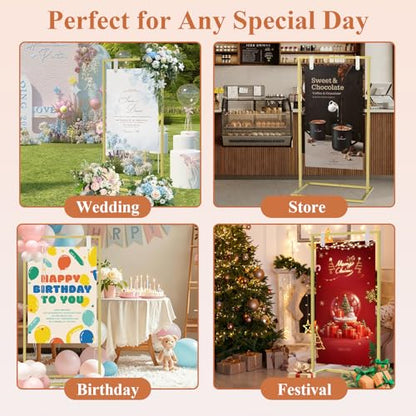Wedding Sign Holder, Gold - color: Gold