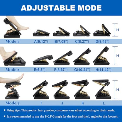 Foldable Foot Rest, Computer Foot Rest Under Desk, 12Modes Adjustable Ergonomic for Office, Loading Capacity 80 pounds, Removable Soft Cloth Pad,All-Season(Yellow) - color: Yellow & Thick Pad