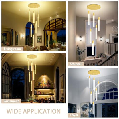 Luxury 6 Light Modern Crystal Pendant Light - 71" High Ceiling Gold LED Dimmable Pendant Light for Bedside Island Kitchen Living Room - color: Gold, size: 6-Light