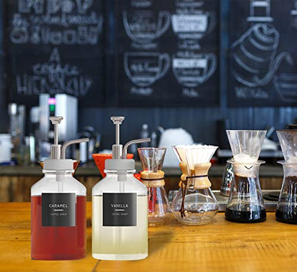 Neatsure 89 Coffee Syrup Labels for Coffee Bar Accessories, Minimalist Preprinted Coffee Stickers for Coffee Station, Essentials for Syrup Bottle & Dispenser Organization - style: Coffee Syrup Labels