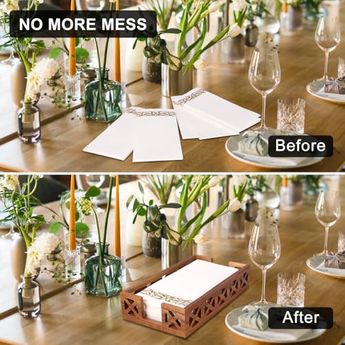 Acacia Wood Napkin Holder for Bathroom Guest Towel Holder for Dining Table