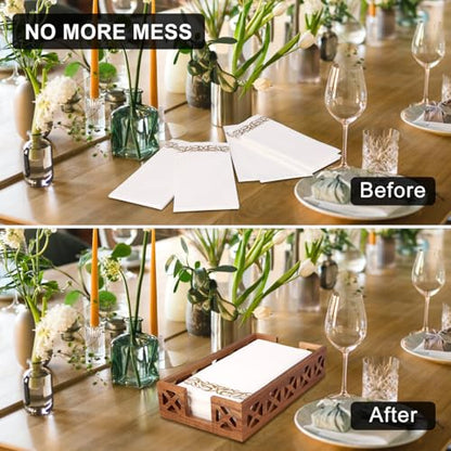 Acacia Wood Napkin Holder for Bathroom Guest Towel Holder for Dining Table