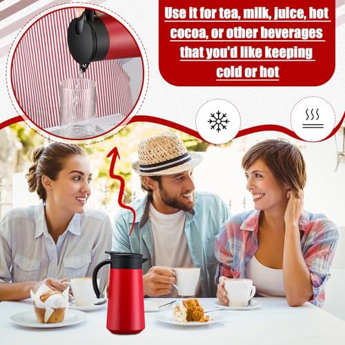 Ziliny 2 Pcs 27oz Thermal Coffee Carafe Stainless Steel Coffee Pot for Keeping Hot/cold Insulated Double Walled Vacuum Tea Pot with Press Button Drink Beverage Dispenser for Milk Tea(Red) - color: Red