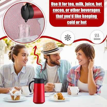 Ziliny 2 Pcs 27oz Thermal Coffee Carafe Stainless Steel Coffee Pot for Keeping Hot/cold Insulated Double Walled Vacuum Tea Pot with Press Button Drink Beverage Dispenser for Milk Tea(Red) - color: Red