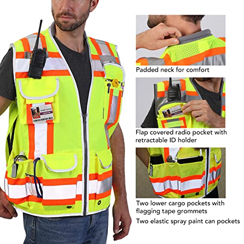 Dib Safety Hi Vis Heavy Duty Surveyor Safety Vest Made with 3M Tape - color: Yellow / Heavy Duty, size: X-Large