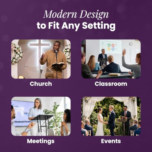 Kingdom KML15TA Modern & Stylish Acrylic and Metal Podium, Conference Podium for Speakers, Speeches and Other Occasions (43.4" Height) - size: Design 07