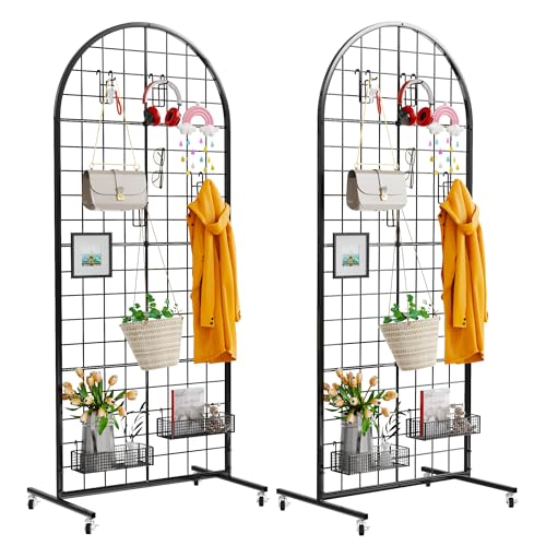 VGMiu Grid Wall Panel 2' x 5.2' FT Metal Grid Display Stand 2PCS Black - color: 2 Black, size: 5.2 ft