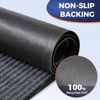 Commercial Floor Mat, 2 x 3 FT Door Mat Indoor Entrance, Rubber Floor Mat, Commercial Rug with Water & Stain Proof, Easy to Clean, Low-Profile, Heavy Duty Entrance Rug, Charcoal Grey - size: 2 x 3 Feet