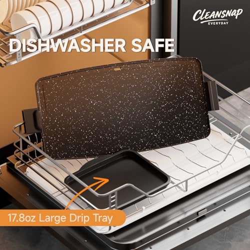 Cleansnap Everyday Electric Griddle, 20” Nonstick Grill with Foldable Anti-Mess Shield, 1700W Fast Heating, ILAG Ultimate Coating, Dishwasher-Safe Removable Plate, Midnight Black - color: Midnight Black