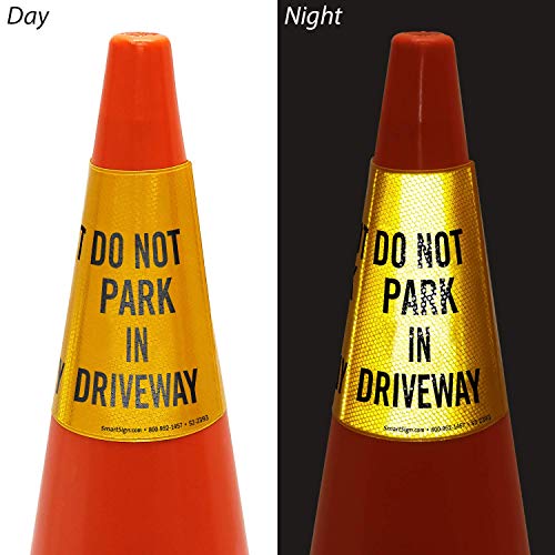 SmartSign “Do Not Park in Driveway” Bright Reflective Cone Message Sleeve, [Cone Not Included] - color: Do Not Park in Driveway, size: Pack of 1