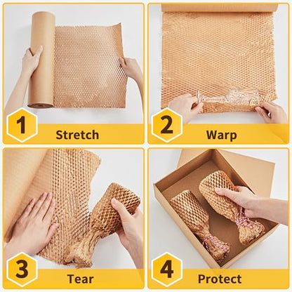 JARLINK Honeycomb Packing Paper, 15" x 200' Packing Wrap Roll for Packing - size: 15"x 200'