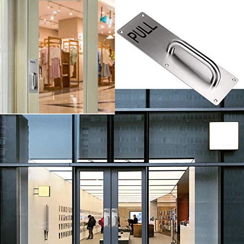 Sumnacon 12 Inch Stainess Steel Door Handle Pull and Push Plate Silver 2 Sets-for Home/Office/Warehouse/Public Places and Suitable of Wooden/Composite Door with Screws - color: Silver