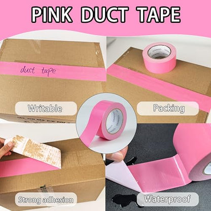 COSIMIXO 5-Pack Pink Heavy Duty Duct Tape, 2 inches x 30 Yards, Strong, Flexible, No Residue, All-Weather and Tear by Hand - Bulk Value for Repairs, Industrial, Professional Use - color: Pink, size: 5-Pack 2" x 30yds