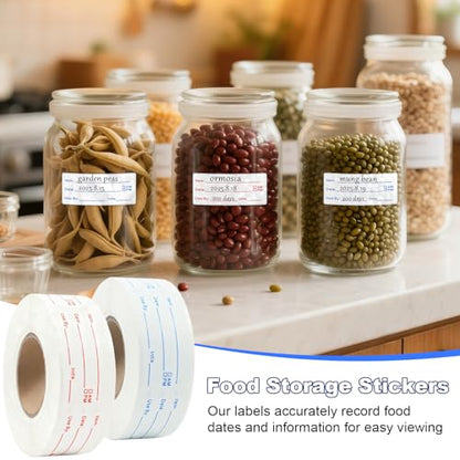 1200 Pieces Removable Food Labels Stickers, 2 Rolls 1x2 Inch