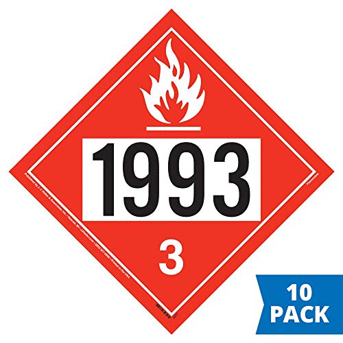 J. J. Keller 993 Placard Class 3 Flammable Liquid, 10.75" x 10.75", 10 Pack