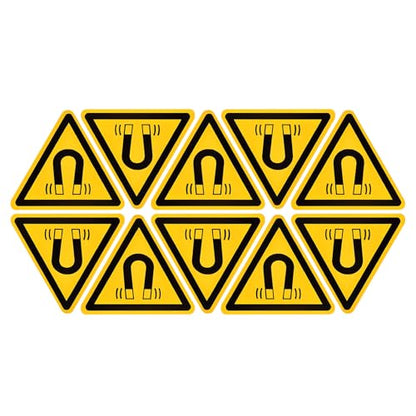 PATIKIL Triangle Beware of the Magnetic Field Warning Sign Self Adhesive Yellow with Black Words 20mm/0.78inch for Machine, Instrument and Equipment Surface Pack of 10 - size: 20mm