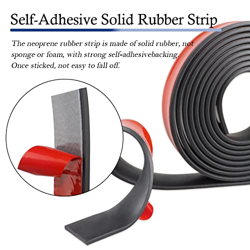 LSGCQ Neoprene Rubber Strips with Adhesive Backing Rubber Sheets - size: 1” Wide x 1/16" Thick x 10' Long