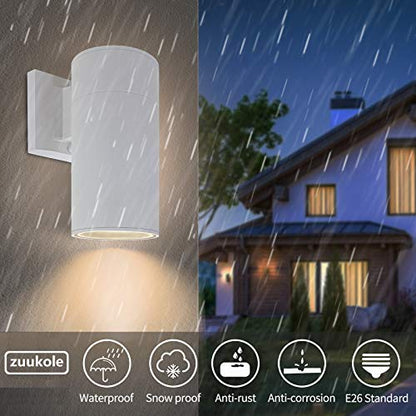 Outdoor Wall Lantern, Waterproof Exterior Lighting Fixture - color: Cylinder (White A)