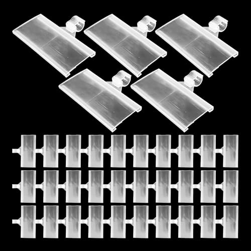 pson 35Pcs 2.93 x 1.34 Inch Plastic Wire Shelf Label Holder with Snap Lock, Reusable Clip On Price Tag and Ticket Display for Retail Store, Pantry and Supermarket Wire Shelving