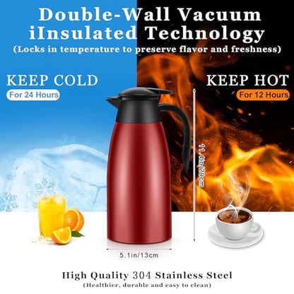 Norme 2 Pcs Thermal Coffee Carafe Creamer, Wine Red, 68 oz - color: Wine Red, size: 68 oz