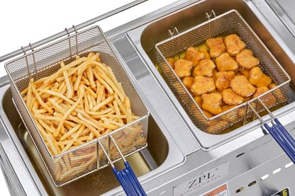Deep Fryer – Propane Deep Fryer for Outdoor- 18 Qt Stainless Steel Commercial Quality Double Fryer with Baskets, Lids & Hose - Ideal for Frying Fish, Wings, and More