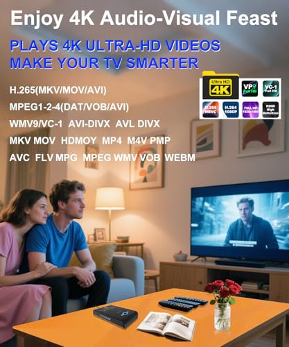4K Ultra HD Media Player 2-in-1 HDD Enclosure for USB Drives and MicrosD Cards- Plays Digital Signage, H.265/HEVC H.264/AVC MP4 MKV Videos Etc,Auto Play and Resume,Supports 2"/2.5"/3" SATA HDD - color: Pearl Black