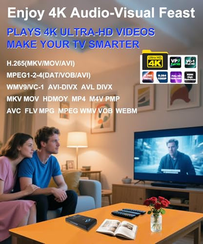 4K Ultra HD Media Player 2-in-1 HDD Enclosure for USB Drives and MicrosD Cards- Plays Digital Signage, H.265/HEVC H.264/AVC MP4 MKV Videos Etc,Auto Play and Resume,Supports 2"/2.5"/3" SATA HDD - color: Pearl Black