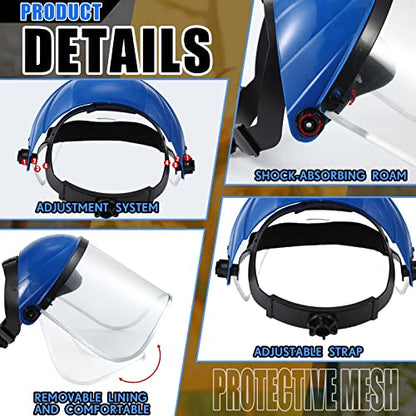 Amylove 2 Pcs Face Shield Helmet Full Impact Safety, Blue, Clear - color: Blue, Clear