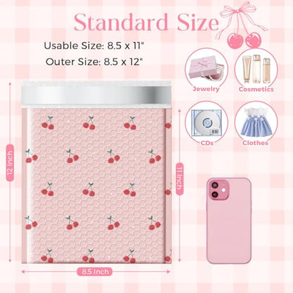METRONIC Bubble Mailers 8.5x12" 40 Pack Cherry Cute Padded Envelopes Pink - color: Cherry, size: 8.5x12" 40PC
