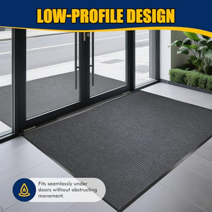 Entrance Mat for Home or Office - 3 x 5 Feet, Carpeted Indoor/Outdoor Entry Mat - Absorbent, Slip Resistant, Heavy Duty, Low-Profile, Easy to Clean, Rubber Entry Mat - Charcoal - size: 3 x 5 Feet