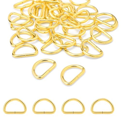 CooBigo 100 Pack 1/2" D Ring Metal Purse Straps Buckle Small Dog Collars Hardware Dee Rings Mini Zipper Pulls Clothing Bag Making Pet Dresses and Harness Vests Sewing Accessories(Gold) - color: Gold, size: 1/2 Inch
