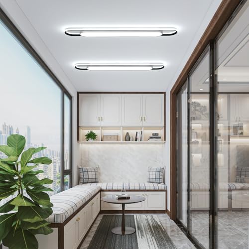 4Ft Cool White Modern LED Ceiling Lighting,65W Metal Linear Ceiling Lamp,6500K High Brightness Simple Long Light for Kitchen Dining Living Room Laundry, Garage Cloakroom Lighting (48Inch) - color: Cool White (6500K/NOT Dimmable ), size: 4 FT (48 Inch / 12