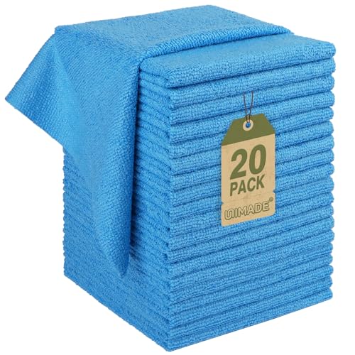 UNIMADE Microfiber Cleaning Cloth, 20 Pack Reusable Microfiber Towels - color: Blue, size: 20 Pack