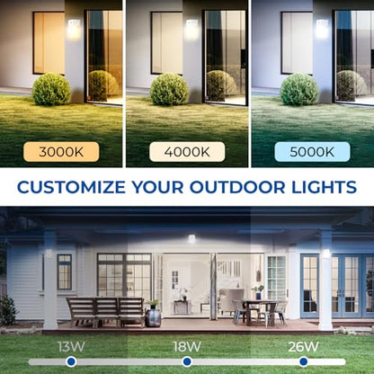 CINOTON 26W LED Wall Pack Light with Dusk to Dawn Sensor, 3CCT White 2Pack - color: White, size: 2 Pack-3CCT