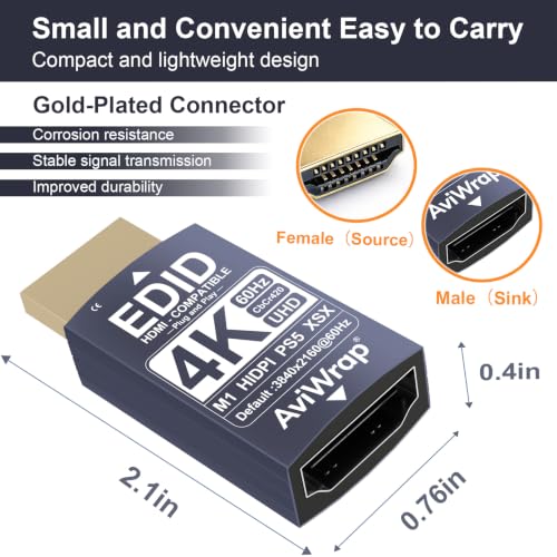 4K 60Hz HDMI EDID Emulator,HDCP Passthrough Adapter,2-Pack - color: 2K/120Hz, size: 2pack
