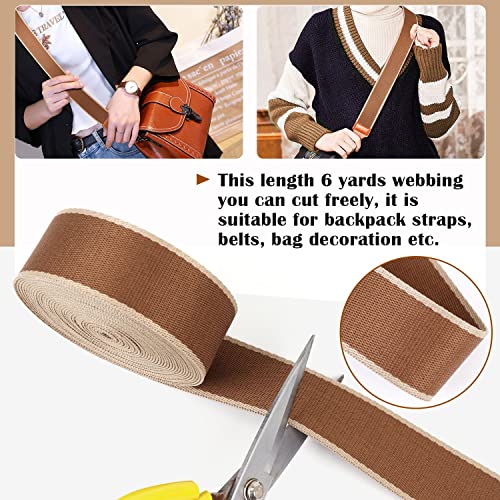 1.5 Inch Brown Webbing Heavy Duty Striped Webbing 6 Yards - color: wb10-6 Yards