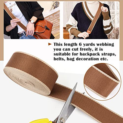 1.5 Inch Brown Webbing Heavy Duty Striped Webbing 6 Yards - color: wb10-6 Yards