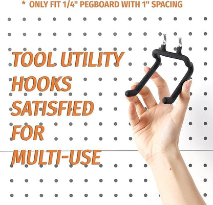 HUHOLE 8 Pack Pegboard Drill Holder Utility Hooks for 1/4 Inch Pegboard